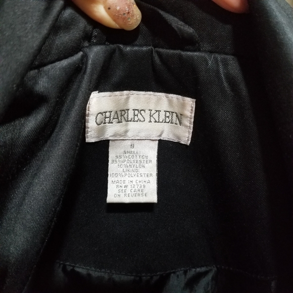 CHARLES KLEIN Trech Coat Military Style Color Black SIZE S, with silver buttons. - Picture 17 of 17
